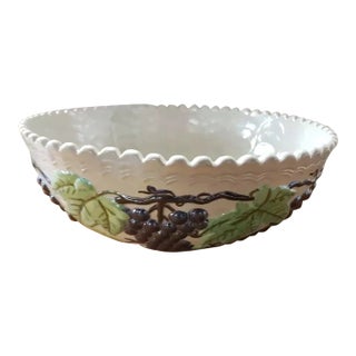 Circa 1970 Iridescent Ceramic Grapevine Pattern Centerpiece Bowl For Sale
