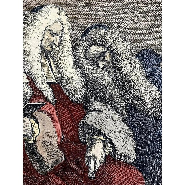 William Hogarth, The Bench, 1820-1840, Hand-Painted Engraving on Paper, Framed For Sale - Image 5 of 12