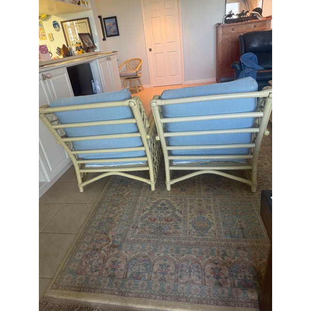 Chippendale 1980s 2 Ficks Reed Distressed Pineapple Club Chairs For Sale - Image 3 of 4