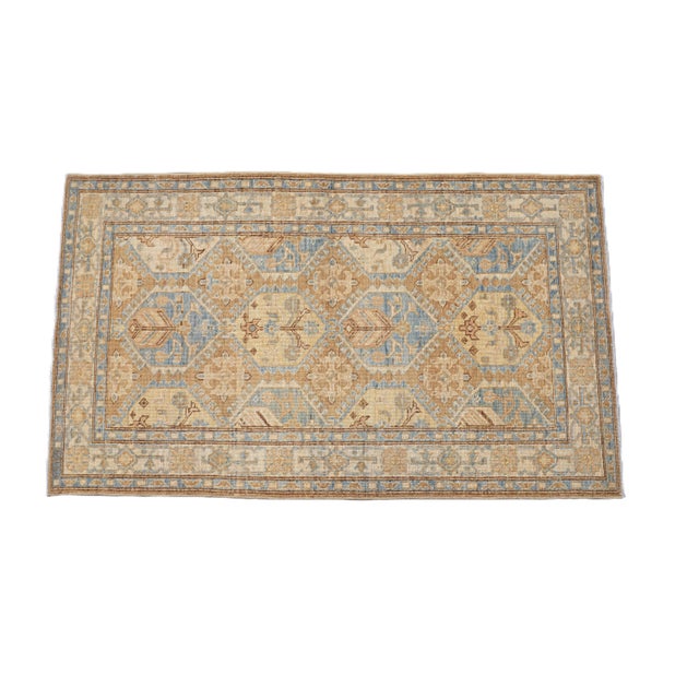 2020s 3'x5' Brown & Camel Geometric Caucasian Design Hand-Knotted Rug | Ariana Hazara For Sale - Image 5 of 9