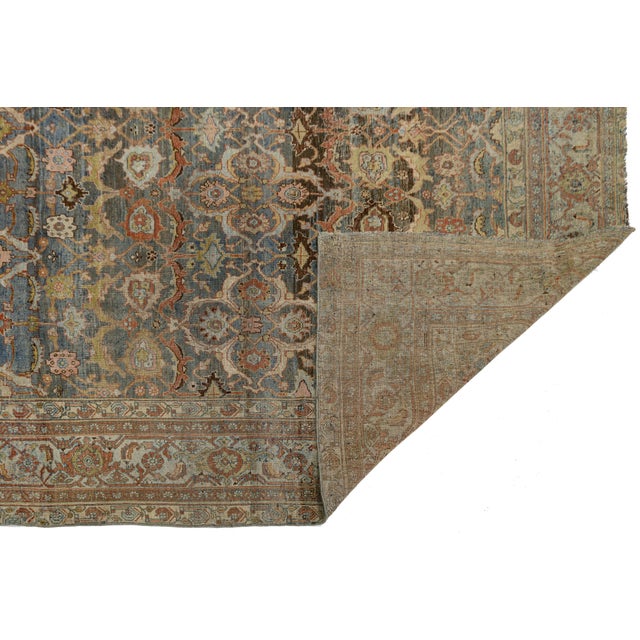 Transitional One of the Kind 19th Century Antique Bidjar Rug With All-Over Herati Pattern For Sale - Image 3 of 12