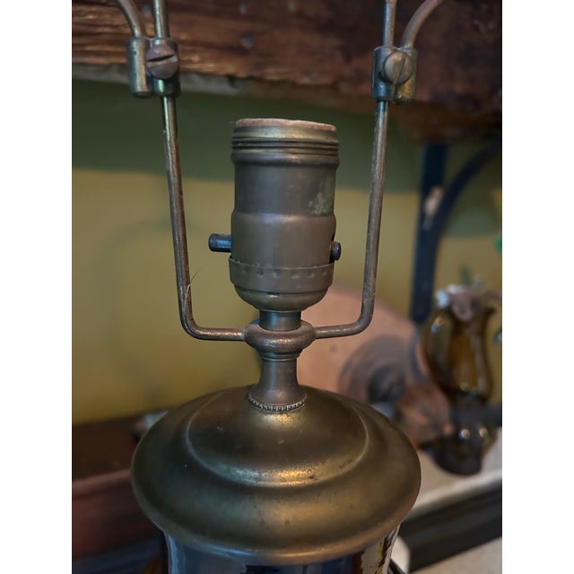 Auburn Monumental 35" Antique Artist-Signed Weller Louwelsa Art Pottery Table Lamp by William Haubrich For Sale - Image 8 of 12