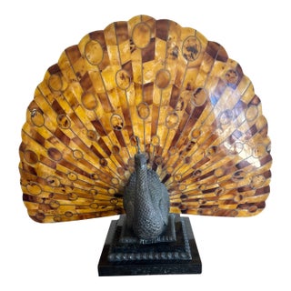 Late 20th Century Maitland-Smith Tessellated Penshell Peacock Lamp For Sale