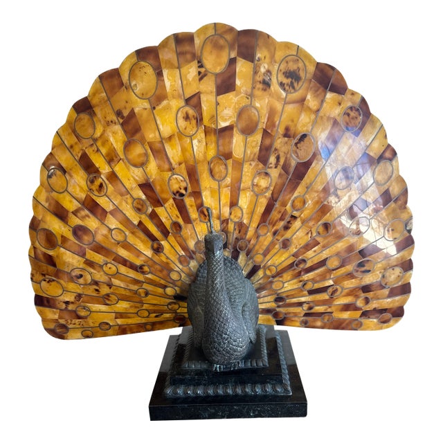 Late 20th Century Maitland-Smith Tessellated Penshell Peacock Lamp For Sale