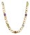 Vintage 14k Yellow Gold 11.98ctw Multi Gem Rainbow Curb Link Chain Necklace For Sale