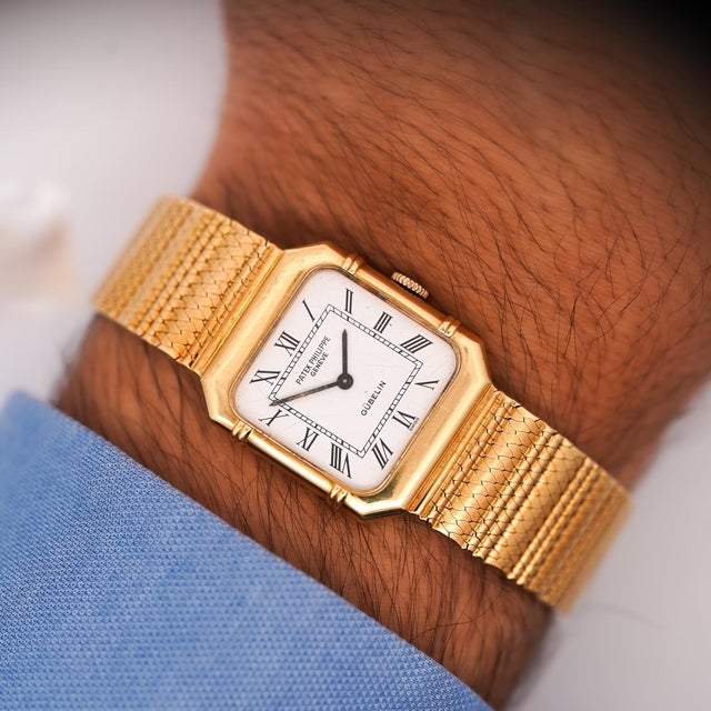 1990s Patek Philippe for Gübelin 4457/1 Double Signed 18k Gold 23mm Manual Watch For Sale - Image 18 of 18