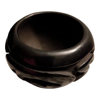 Native American Black Santa Clara Pueblo Clay Pot (1999) by Vickie Martinez For Sale