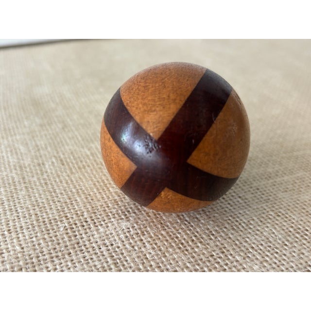 Antique Arts & Crafts Intarsia Inlay Turned Wood Darning Eggs, Set of 5 For Sale - Image 9 of 18