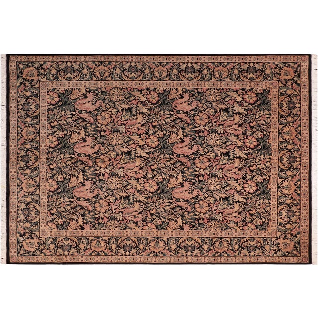 Black Pak-Persian Black/Red Wool Rug - 8'1'' X 10'1'' For Sale - Image 8 of 9