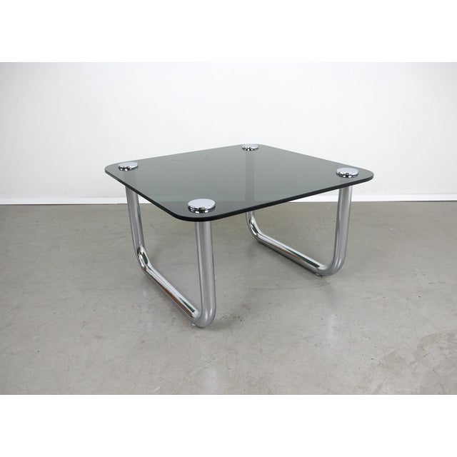 Space Age Coffee Table with Smoked Glass Top and Chrome Runners, Germany, 1970s For Sale - Image 11 of 18