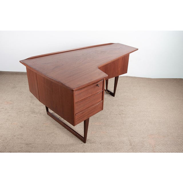 Danish Boomerang Desk in Teak and Brass by Peter Lovig Nielsen for Dansk Design, 1968 For Sale - Image 16 of 18