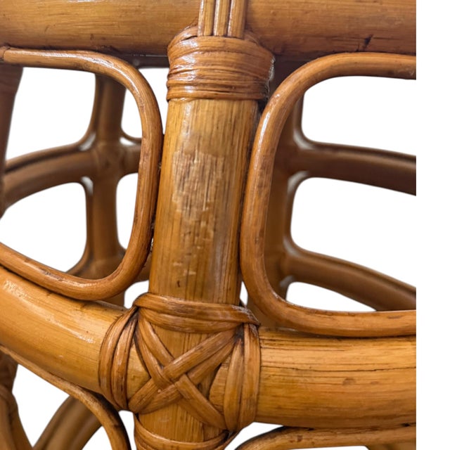 Vintage Post Modern Bent Bamboo & Rattan Side Tables or Stools – A Pair For Sale In Los Angeles - Image 6 of 12