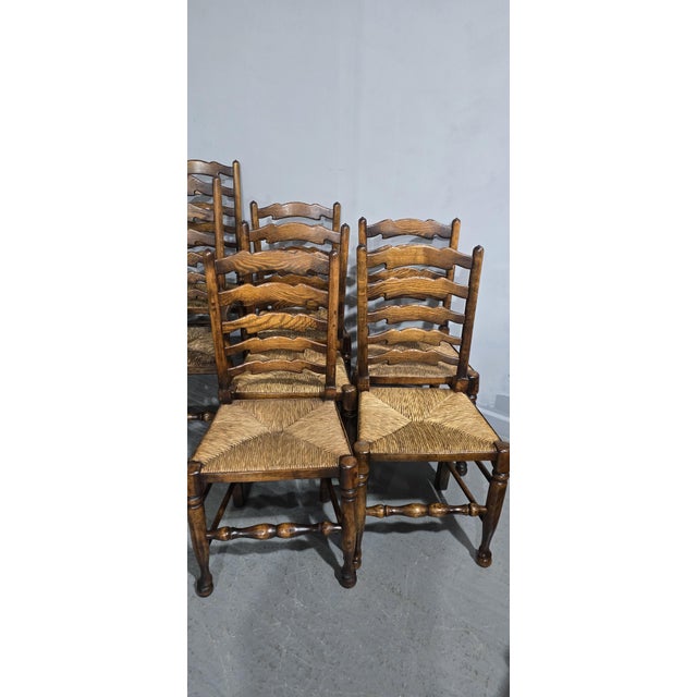 1920s Vintage Lancashire Oak Dining Chairs with Ladder Back, 1920, Set of 12 For Sale - Image 5 of 16