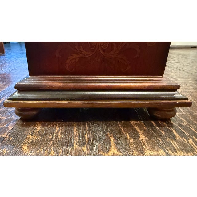 Vintage Regency Revival Tea Caddy Jewelry Box With Fish Scale Lid For Sale - Image 9 of 12