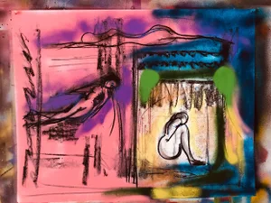 Three Graces, Drawing by Erik Sulander on Paper Board
