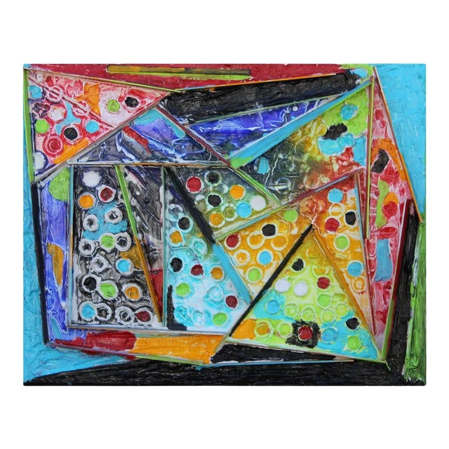 "Rebuild the Temple #3" Colorful Abstract Assemblage Painting 2010s For Sale