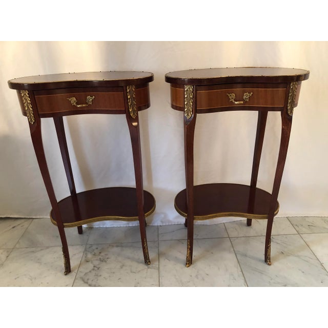 1940s Vintage Kidney Shaped Ormolu Side Tables - a Pair For Sale - Image 12 of 12