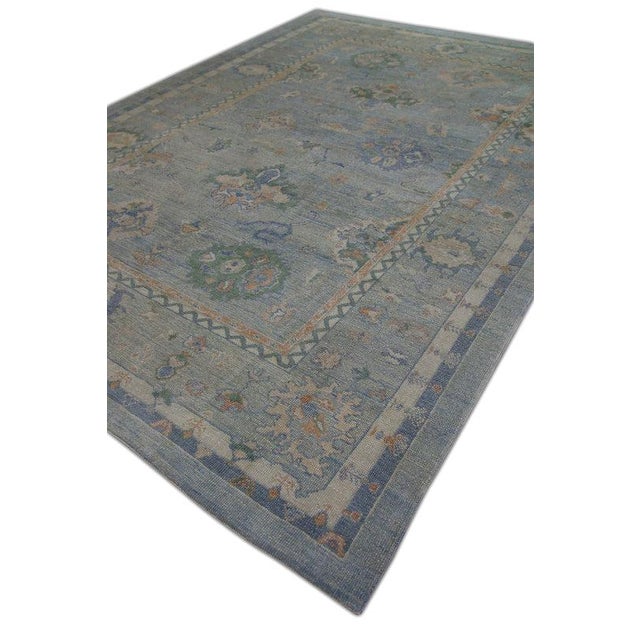 Oriental Hand Knotted Rug Turkish Oushak 9'1" x 12'4" For Sale - Image 4 of 5
