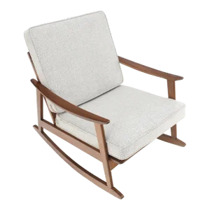 Danish Mid-Century Modern New Grey Wool Upholstery Rocking Lounge Chair