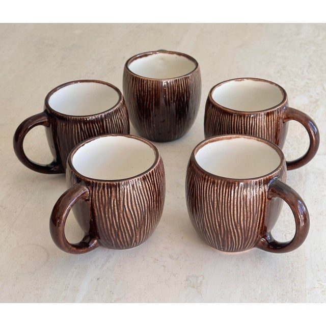 Mid-Century Modern Coconut Mugs by Tiki Farm - Set of 5 For Sale - Image 3 of 8