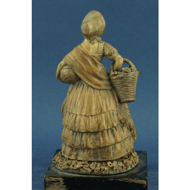 20th Century Terracotta Sculpture of Lady in 18th Century Clothes with a Basket of Flowers by G. Launeck, Austria, Early 1900s For Sale - Image 6 of 18