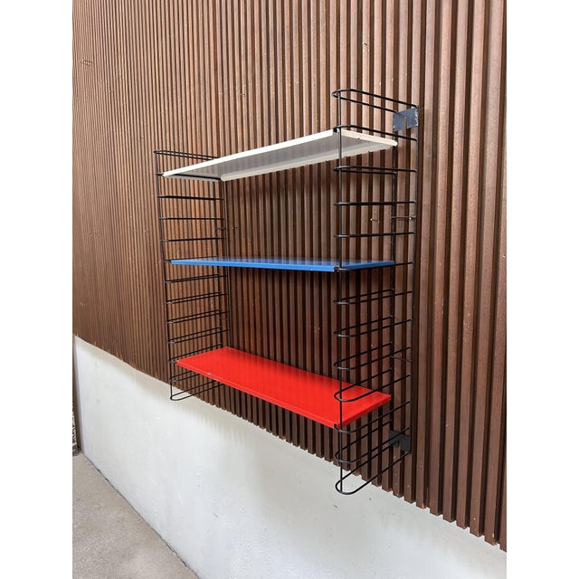 Mid-Century Modern Wall Shelf with Three Colored Metal Shelves, Netherlands, 1960s For Sale - Image 9 of 15