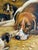 Antique Oil Painting on Board Hound Dog With Puppies For Sale - Image 11 of 12