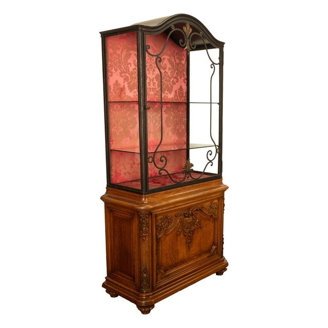 French Antique French Louis Vvi Carved Oak Iron & Glass Vitrine by Maison Soubrier 1900 For Sale - Image 3 of 18