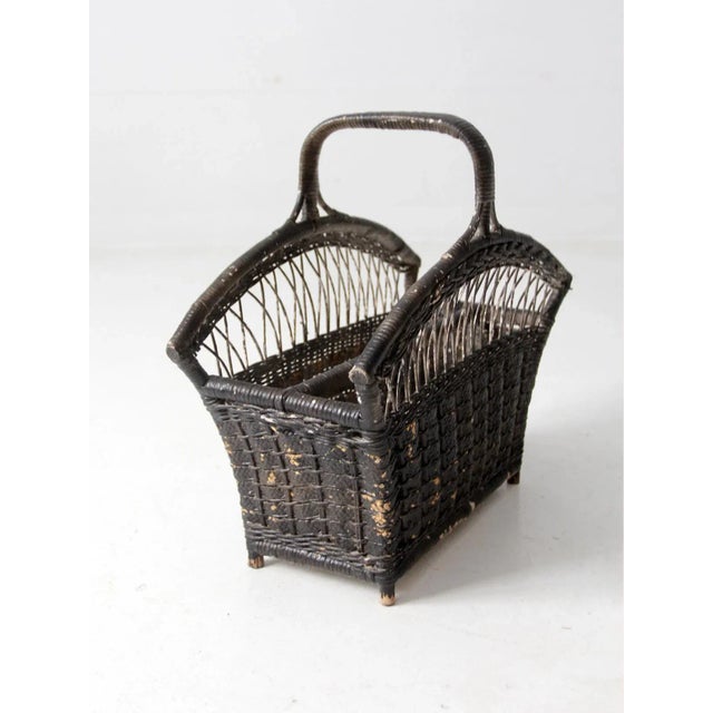 Vintage Wicker Magazine Rack For Sale - Image 4 of 12