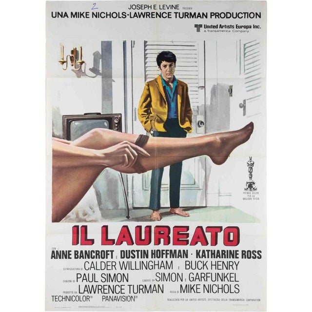 Paper Vintage The Graduate Poster, Italy, 1960s For Sale - Image 7 of 7