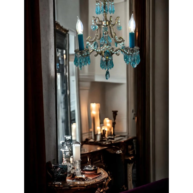 Spanish Turquoise Petite Spanish Frame Chandelier by Karen Curtis For Sale - Image 3 of 12