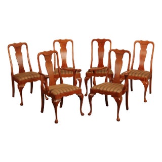 Stickley Queen Anne Style Set of Six Cherry Dining Chairs For Sale