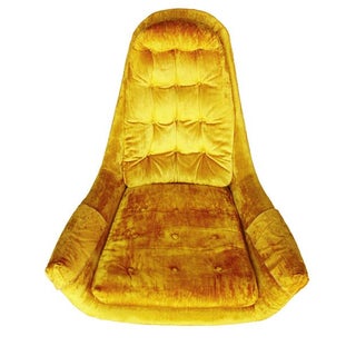 Mid-Century Yellow Velvet Lounge Chair For Sale
