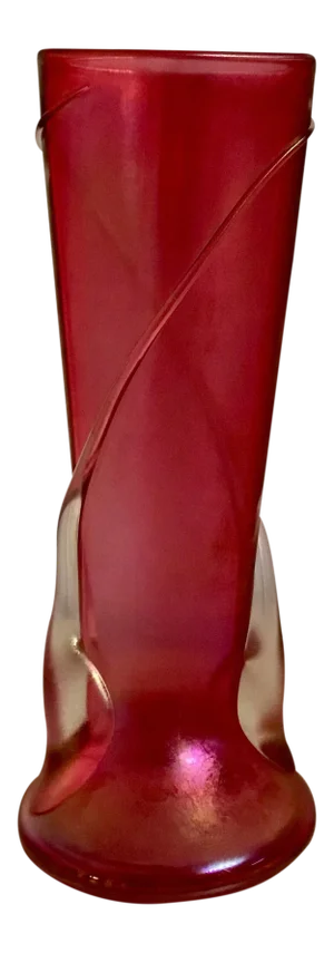 Zellique Studios Art Glass Pink Cranberry Vase