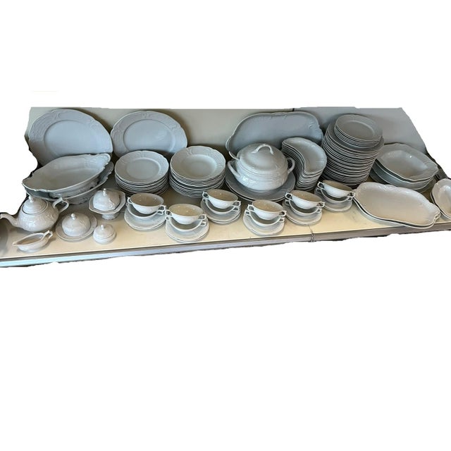 Rosenthal Germany Sanssouci Weiss white 113-piece dinner set. The set consists of: 6 medium soup plates 6 large soup...