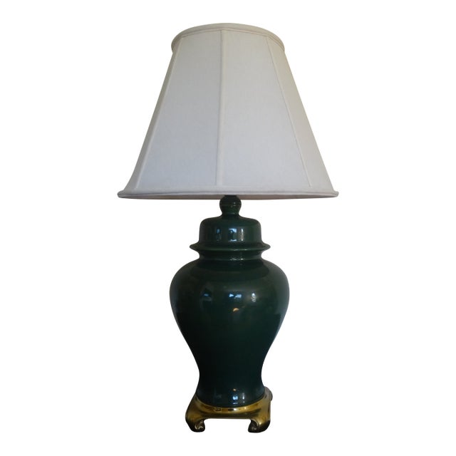 Late 20th Century Green Traditional Jar Lamp For Sale