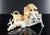 Glazed majolica sculpture depicting a hunting scene, with tiger and wildebeest. Italy, late 20th century origin italy...