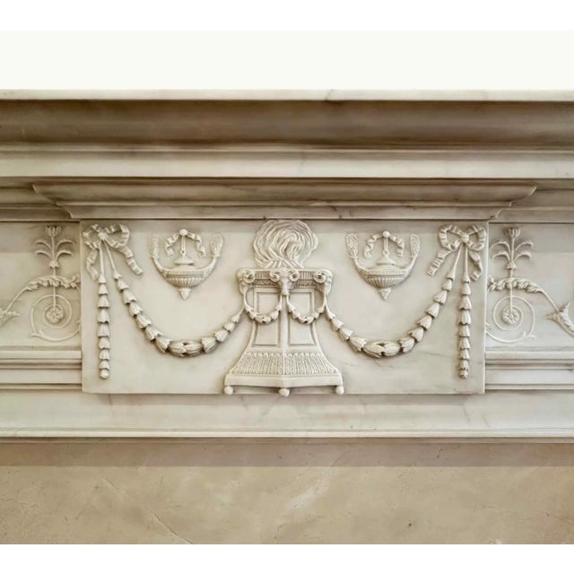 English Marble Mantel - Carved Statuary Marble For Sale In New York - Image 6 of 11