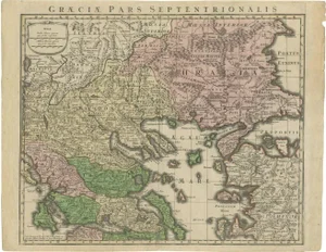 Antique Map of Greece by Seutter, 1740