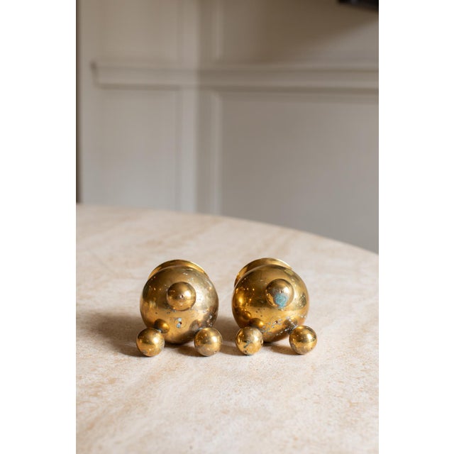 1920s 1920s Pair of Gusums Bruk Spherical Candle Stick Holders For Sale - Image 5 of 7