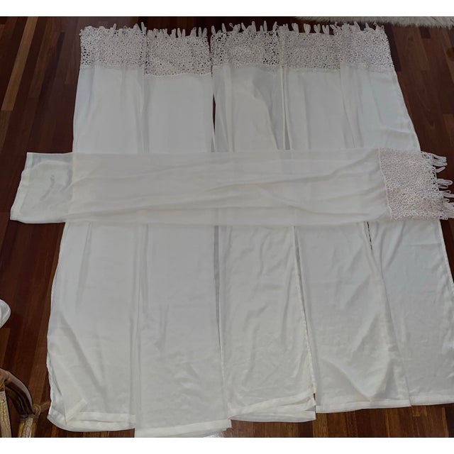 1950s Vintage 1950s European Embroidered Lace Chiffon Curtains Panels Set of Six For Sale - Image 5 of 12