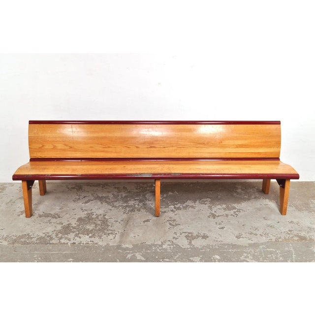 Brown Vintage School Bench, 1950s For Sale - Image 8 of 9
