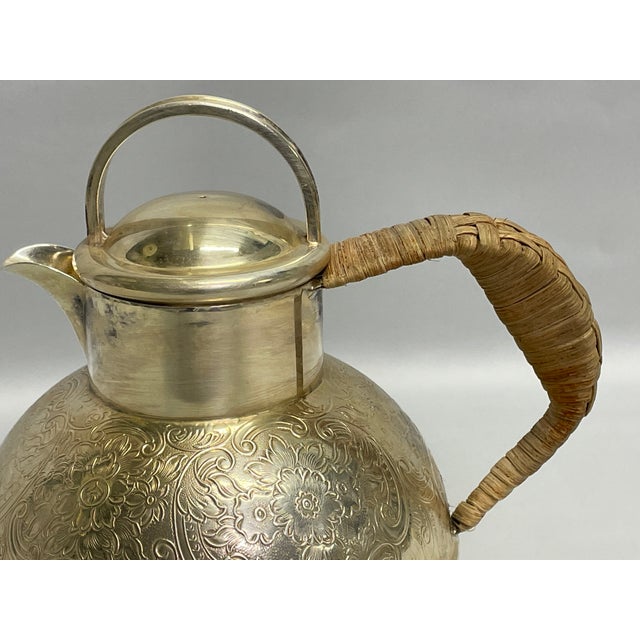 Metal 1940s Silverplate Guernsey Jug With Rattan Handle For Sale - Image 7 of 8