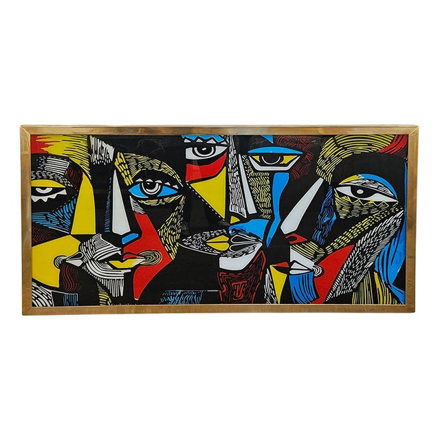 Glass Painting with Picasso Image, 1980s For Sale