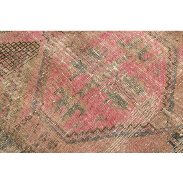 Peach Mid 20th Century Vintage Persian Distressed Peach Handmade Medallion Wool Rug For Sale - Image 8 of 11