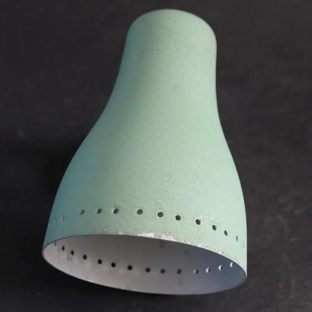 Mid-Century Modern Brass and Green Adjustable Wall Lamp, 1950s For Sale - Image 10 of 11