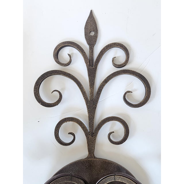 Vintage Wrought Iron Wall Sconces-a Pair For Sale In New York - Image 6 of 12