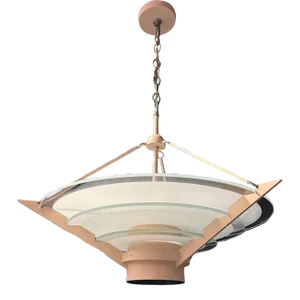 1980s Art Deco Revival Glass Flying Saucer 1-Light Pendant