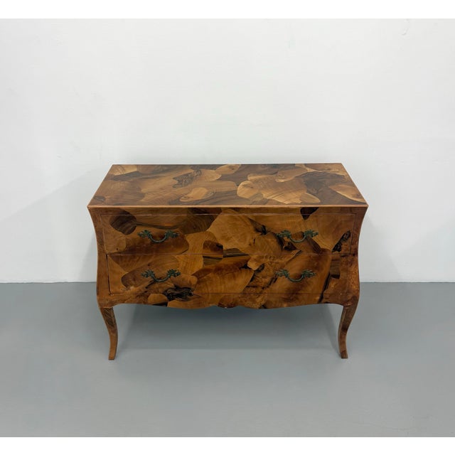 Mid 20th Century Vintage Burl Wood Bombe Chest of Drawers For Sale - Image 5 of 7