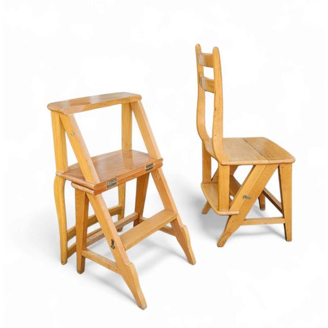 Library Ladder Chairs, 1950s, Set of 2 For Sale - Image 5 of 18